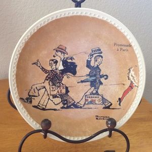 Vintage Newell Pottery Promenade A Paris Norman Rockwell On Tour Collector Plate